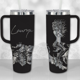 Beautiful Mermaid Motivational Quote Personalized  30oz or 40oz Tumbler with Handle, Best Gifts NVA