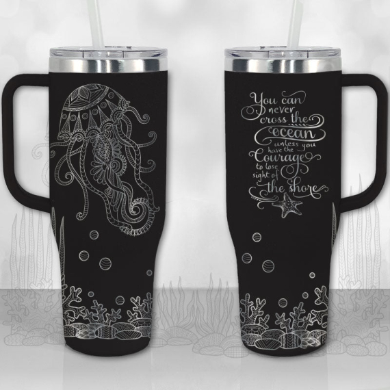 Jellyfish Ocean Motivational Quote  30oz or 40oz Tumbler with Handle, Best Gifts NVA