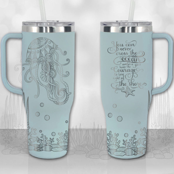 Jellyfish Ocean Motivational Quote  30oz or 40oz Tumbler with Handle, Best Gifts NVA