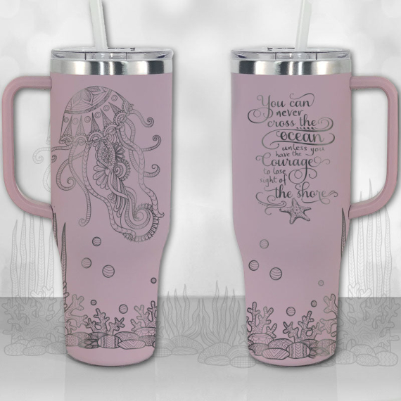Jellyfish Ocean Motivational Quote  30oz or 40oz Tumbler with Handle, Best Gifts NVA