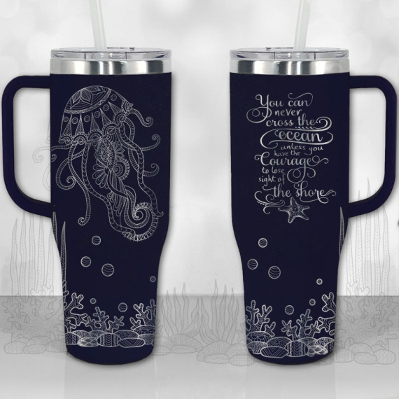 Jellyfish Ocean Motivational Quote  30oz or 40oz Tumbler with Handle, Best Gifts NVA