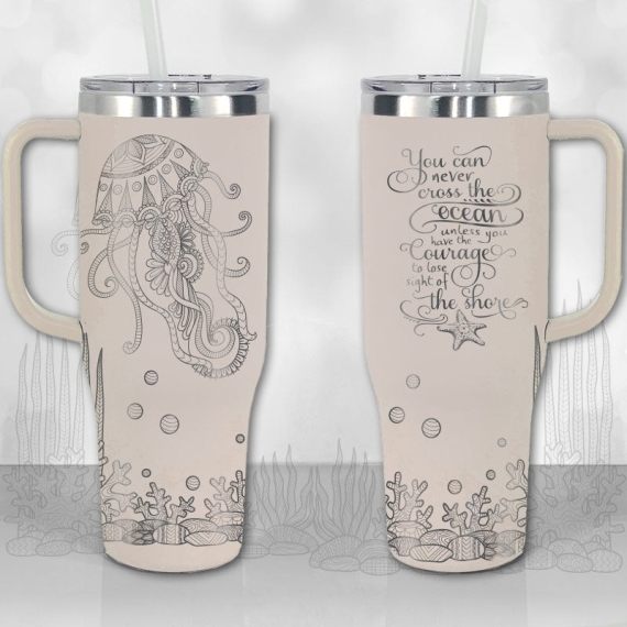 Jellyfish Ocean Motivational Quote  30oz or 40oz Tumbler with Handle, Best Gifts NVA