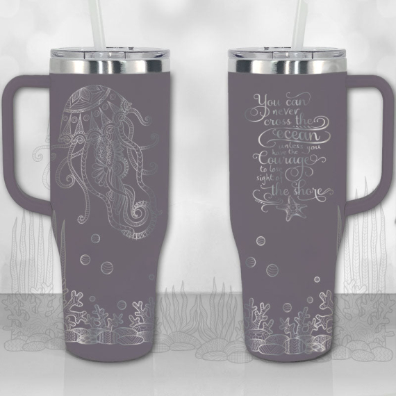 Jellyfish Ocean Motivational Quote  30oz or 40oz Tumbler with Handle, Best Gifts NVA