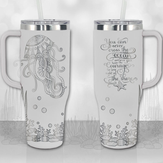 Jellyfish Ocean Motivational Quote  30oz or 40oz Tumbler with Handle, Best Gifts NVA