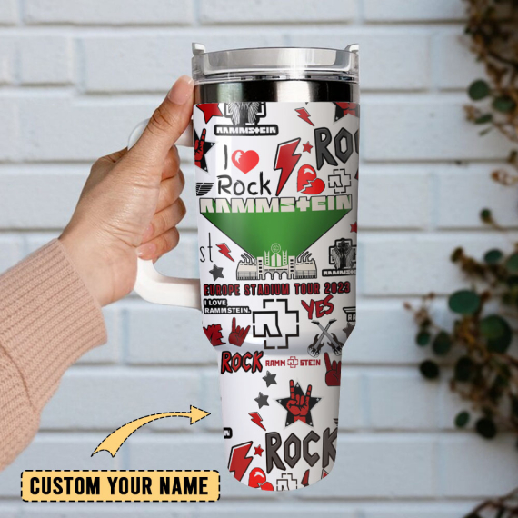 Rammstein Rock Band Custom  Quencher 30oz or 40oz Stainless Steel Tumbler With Handle,  Best gifts for Friend Family NVA
