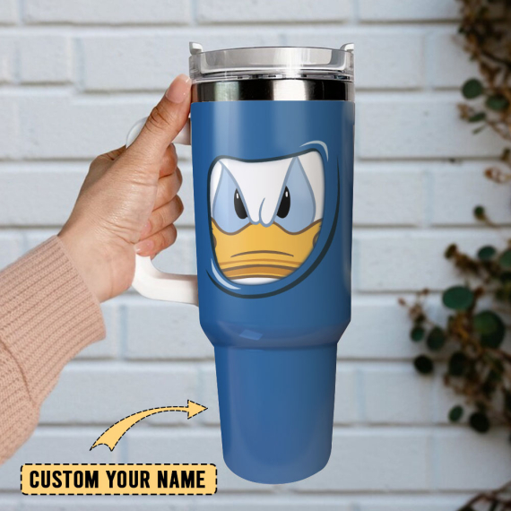 Donald Duck Disney Cartoon Custom  Quencher 30oz or 40oz Stainless Steel Tumbler With Handle,  Best gifts for Friend Family NVA