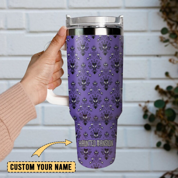 Haunted Mansion Film Disney Custom  Quencher 30oz or 40oz Stainless Steel Tumbler With Handle,  Best gifts for Friend Family NVA