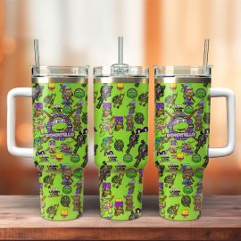 Donatello Ninja Turtles Cartoon Custom  Quencher 30oz or 40oz Stainless Steel Tumbler With Handle,  Best gifts for Friend Family NVA