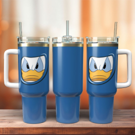 Donald Duck Disney Cartoon Custom  Quencher 30oz or 40oz Stainless Steel Tumbler With Handle, Best gist for Friend Family NVA