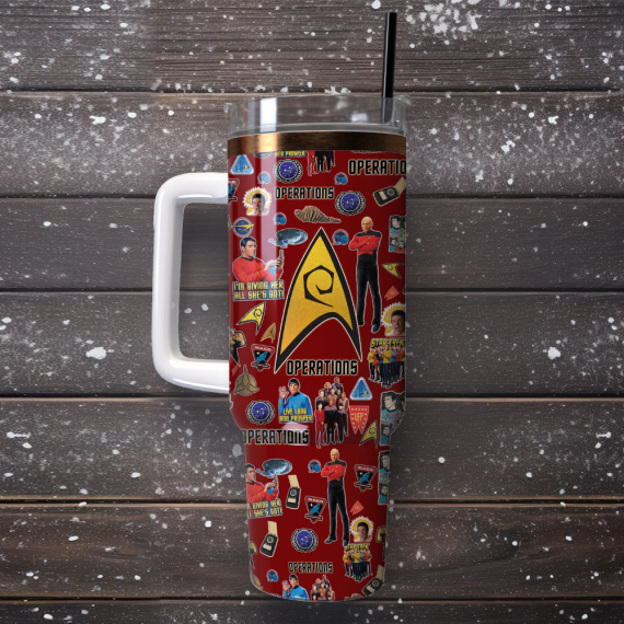 Operations Star Trek Film Custom  Quencher 30oz or 40oz Stainless Steel Tumbler With Handle,  Best gifts for Friend Family NVA