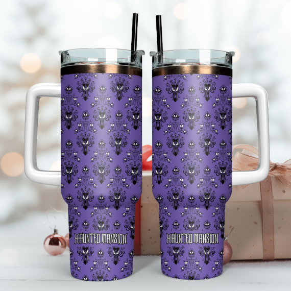 Haunted Mansion Film Disney Custom  Quencher 30oz or 40oz Stainless Steel Tumbler With Handle,  Best gifts for Friend Family NVA