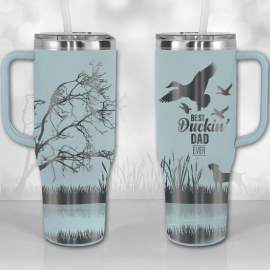 Best Duckin' Dad Duck Hunter Personalized  30oz or 40oz Tumbler with Handle, Best Gifts NVA