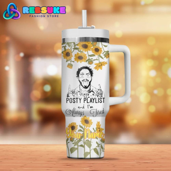 Post Malone You Are A Sunflower  Quencher 30oz Or 40oz Stainless Steel Tumbler With Handle HG