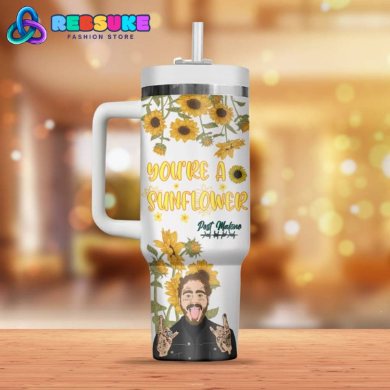 Post Malone You Are A Sunflower  Quencher 30oz Or 40oz Stainless Steel Tumbler With Handle HG