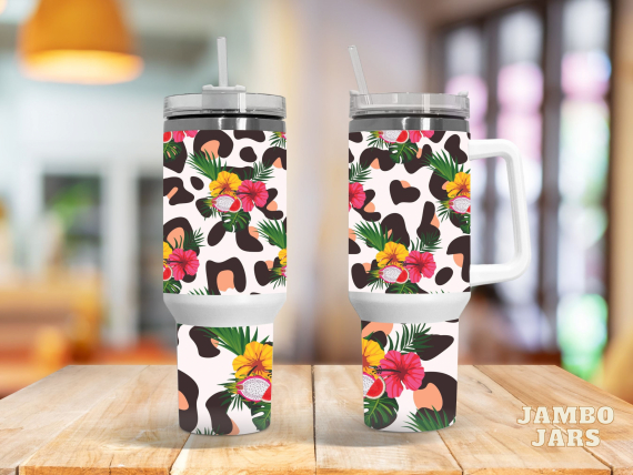 Tropical Floral Leopard  30oz or 40oz Quencher Tumbler LN Gift For her