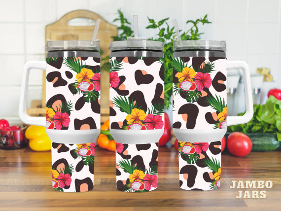 Tropical Floral Leopard  30oz or 40oz Quencher Tumbler LN Gift For her