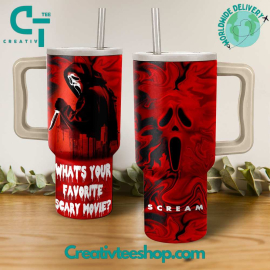 Scream Whats Your Favourite Scary Movie Gift for Her, Him on Birthday Xmas 30oz or 40oz Tumbler LN