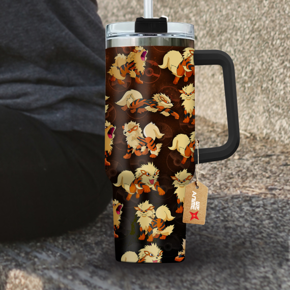 Arcanine Pokemon Anime Custom   Quencher 30oz or 40oz Stainless Steel Tumbler With Handle HG