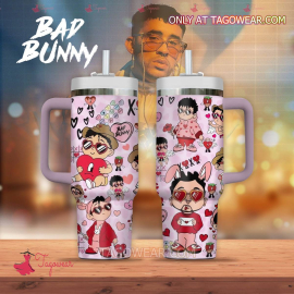 Bad Bunny Chibi Music Custom Quencher 30oz or 40oz Stainless Steel Tumbler HG With Handle