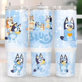 Blu3y Heeler Family Cartoon Custom   Quencher 30oz or 40oz Stainless Steel Tumbler With Handle HG