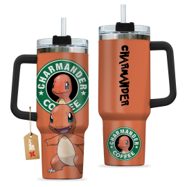 Charmander Coffee Pokemon Anime Custom 30oz or 40oz Quencher Stainless Steel Tumbler With Handle, Best Gift Idea NVA, Best Gift Idea NVA