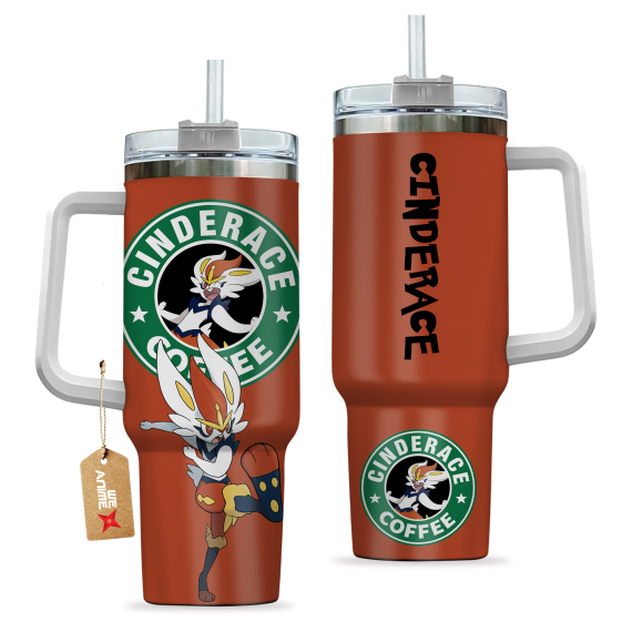 Cinderace Coffee Pokemon Anime Custom   Quencher 30oz or 40oz Stainless Steel Tumbler With Handle HG