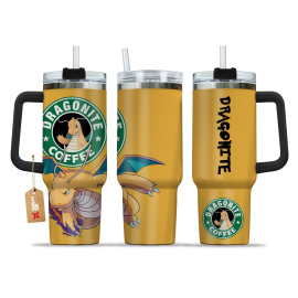 Dragonite Coffee Pokemon Anime Custom   Quencher 30oz or 40oz Stainless Steel Tumbler With Handle HG