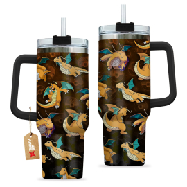 Dragonite Pokemon Anime Custom   Quencher 30oz or 40oz Stainless Steel Tumbler With Handle HG