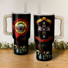 Guns N’ Roses Music Custom Stanley Quencher 40oz Stainless Steel Tumbler HG With Handle