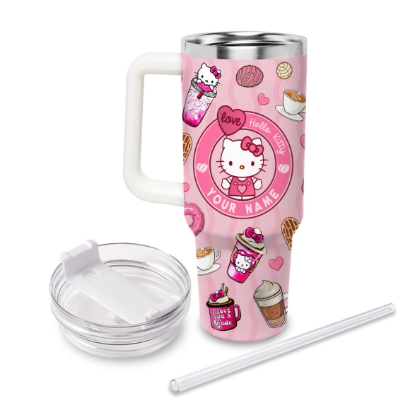 Hello Kitty Cartoon Custom  Quencher 30oz or 40oz Stainless Steel Tumbler With Handle HG
