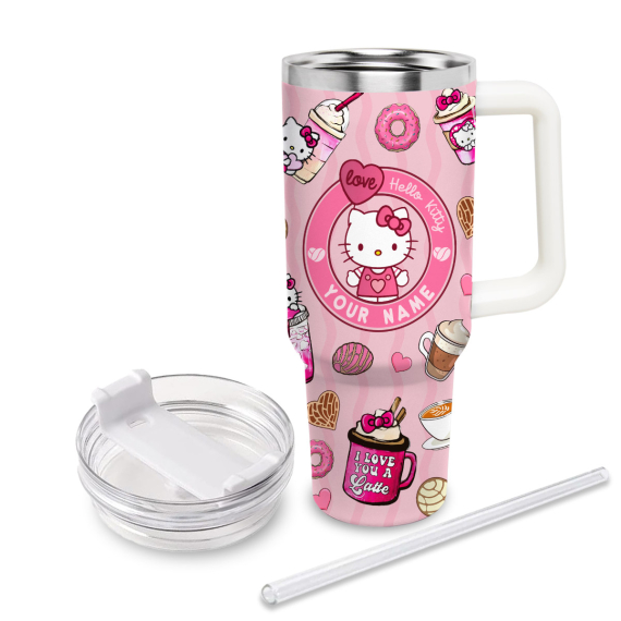 Hello Kitty Cartoon Custom  Quencher 30oz or 40oz Stainless Steel Tumbler With Handle HG