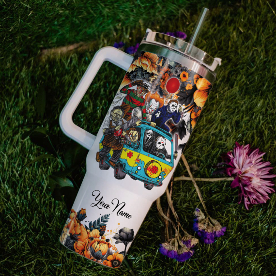 Horror Movie Characters Movie Custom   Quencher 30oz or 40oz Stainless Steel Tumbler HG With Handle