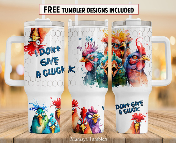 I don't give a cluck 30oz or 40oz Quencher Tumbler Gift For Her Him Birthday Gift LN Funny chicken Farm animal Waterslide