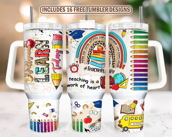 Teacher 30oz or 40oz Tumbler Quencher Tumbler Gift For Her Him Birthday Gift LN Rainbow Teacher Appreciation Gift Teacher Thank You Gift For Teachers