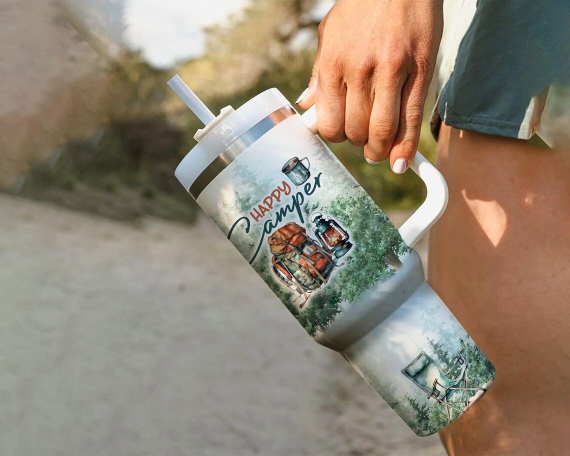 Campervan 30oz or 40oz Tumbler Travel Camping Tent Tumbler Gift For Her Him Birthday Gift LN