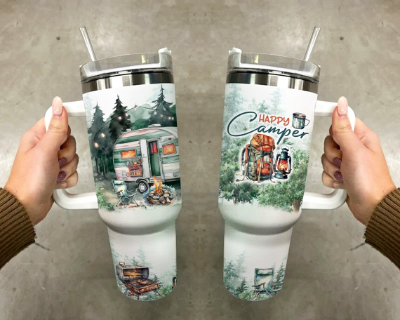Campervan 30oz or 40oz Tumbler Travel Camping Tent Tumbler Gift For Her Him Birthday Gift LN