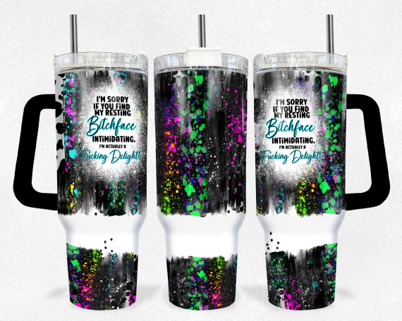 Resting Bitchface 30oz or 40oz Tumbler Funny Rude Tumbler with Handle Gift For Her Him Birthday Gift LN