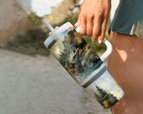 Fishing rules 30oz or 40oz Quencher Tumbler Gift For Her Him Birthday Gift LN Lake life Waterslide
