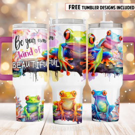 Be your own kind of beautiful 30oz or 40oz Quencher Tumbler Gift For Her Him Birthday Gift LN Funny frogs flower Motivation