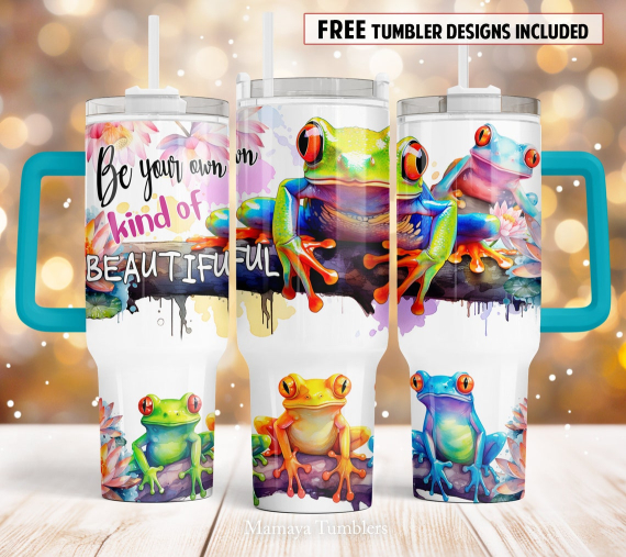 Be your own kind of beautiful 30oz or 40oz Quencher Tumbler Gift For Her Him Birthday Gift LN Funny frogs flower Motivation
