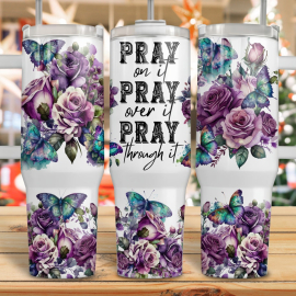 Pray Over It Floral 30oz or 40oz Quencher Tumbler Handle Tumbler Quencher Tumbler Gift For Her Him Birthday Gift LN