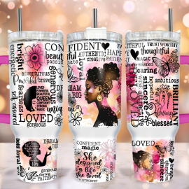 Strong Black Woman 30oz or 40oz Tumbler Black Girl Magic Tumbler Daily Affirmations Gift For Her Him Birthday Gift LN