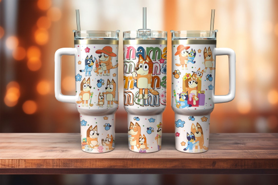 Mama Bluey Dog Bingos Dog Cartoon 30oz or 40oz Quencher Tumbler LN Bluey And Friends