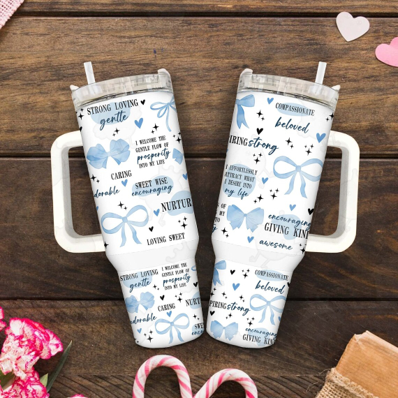 Mama Bow Coquette 30oz or 40oz Quencher Tumbler Gift For Her Him Birthday Gift LN Blue Mama Tumbler Mothers Day Gift Tumbler