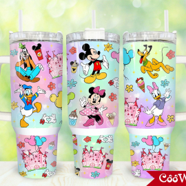 Disney Magic Cartoon Friends Mickey Donald Goofy 30oz or 40oz Tumbler with Handle, Birthday Anniversary Tumbler Gift HFN