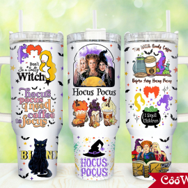 Hocus Pocus Halloween Movies Characters 30oz or 40oz Tumbler with Handle, Birthday Anniversary Tumbler Gift HFN