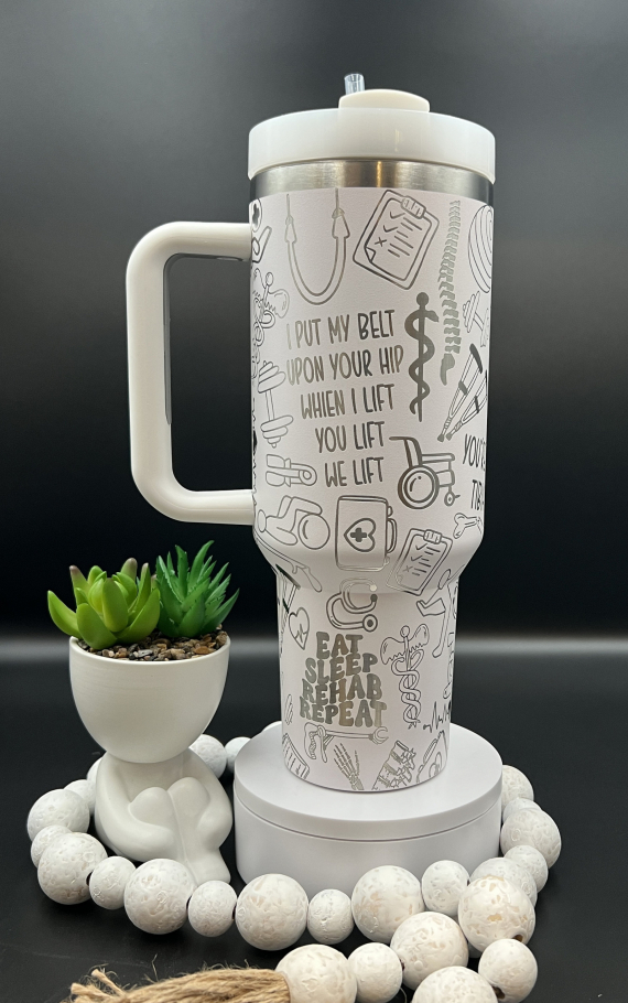 Athletic Training Laser Engraved 30oz or 40oz Tumbler with Handle, Birthday Anniversary Tumbler Gift HFN, Custom Engraved Seamless Tumbler, Double Wall Insulated Cup