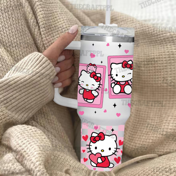 Kuromi Kitty Melody Hello Kitty Friends 30oz or 40oz Tumbler with Handle, Hello Kitty Fan Gift, Birthday Anniversary Tumbler Gift HFN