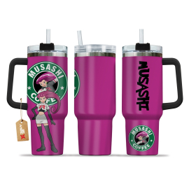 Jessie Musashi Coffee Pokemon Anime Custom 30oz or 40oz Quencher Stainless Steel Tumbler With Handle, Best Gift Idea NVA