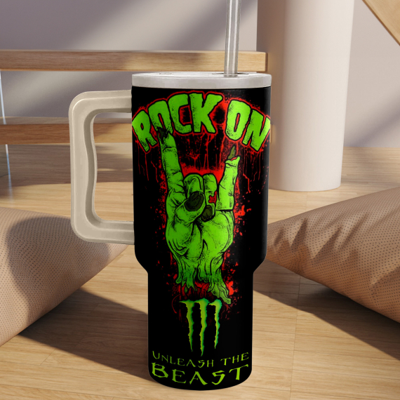 Monster Energy Custom Stanley Quencher 40oz Stainless Steel Tumbler HG With Handle